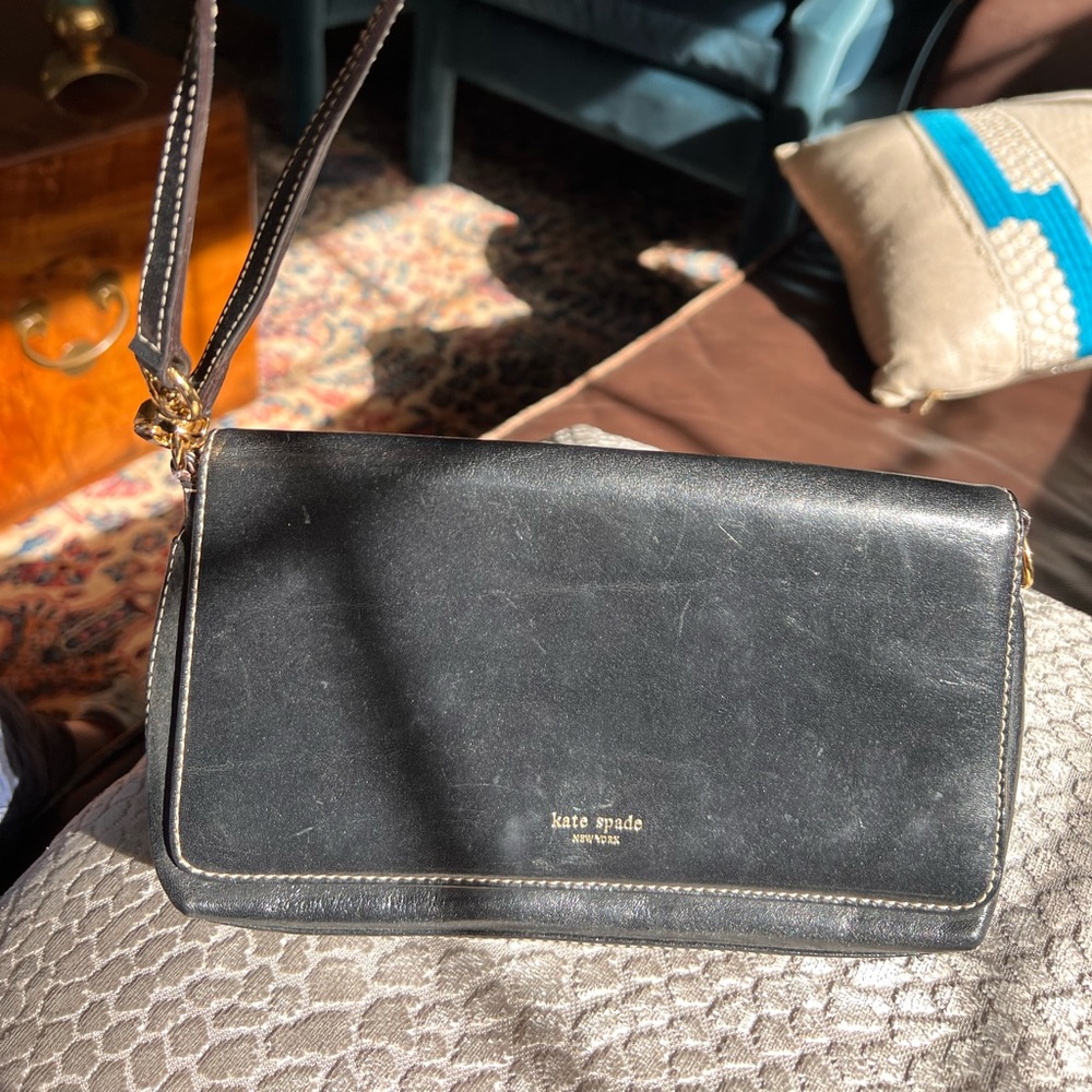 Vintage Kate Spade black leather clutch